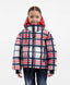 Geacă semilung cu căptușeală matlasată și guler detașabil cu glugă în carouri pentru fete, Gulliver