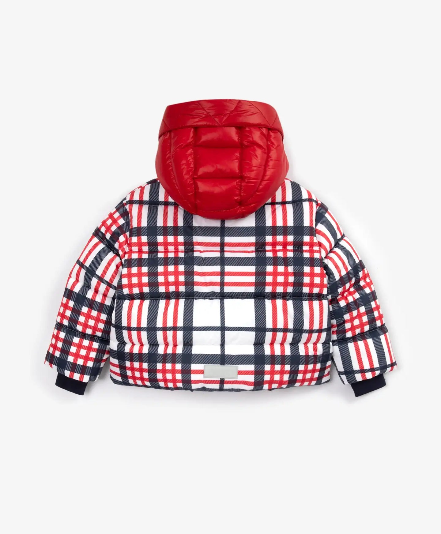 Geacă semilung cu căptușeală matlasată și guler detașabil cu glugă în carouri pentru fete, Gulliver