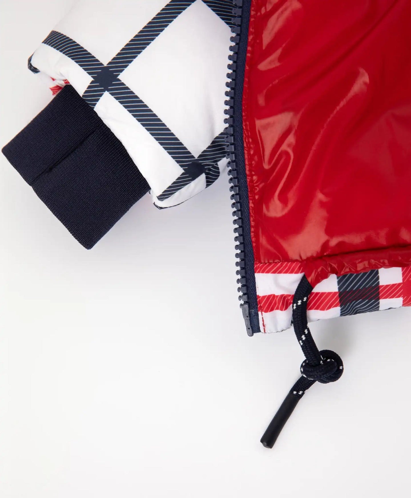 Geacă semilung cu căptușeală matlasată și guler detașabil cu glugă în carouri pentru fete, Gulliver