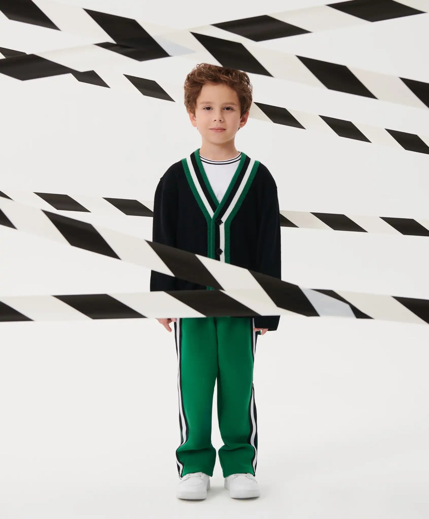 Pantaloni tricot cu dungi laterale, verzi, pentru băiat, Gulliver