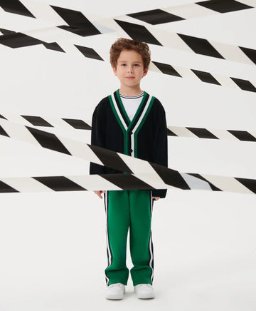 Pantaloni tricot cu dungi laterale, verzi, pentru băiat, Gulliver