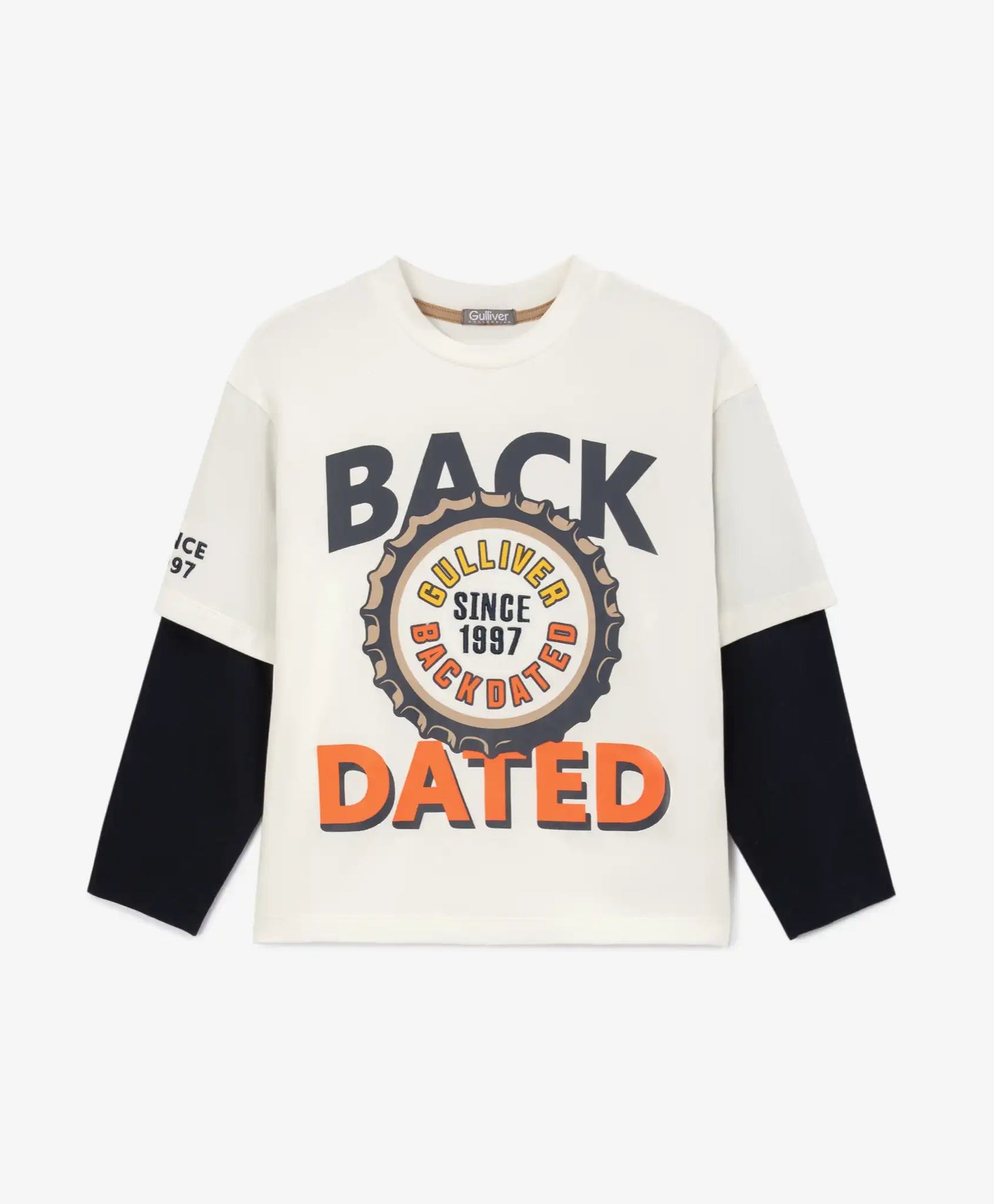 Longsleeve tricotat cu imitație de straturi crem pentru băieți Gulliver