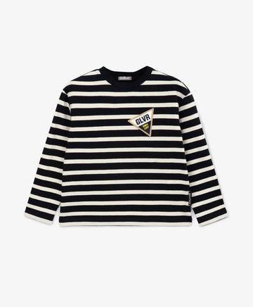 Longsleeve tricotat cu coturi stripate albastre pentru băieți Gulliver