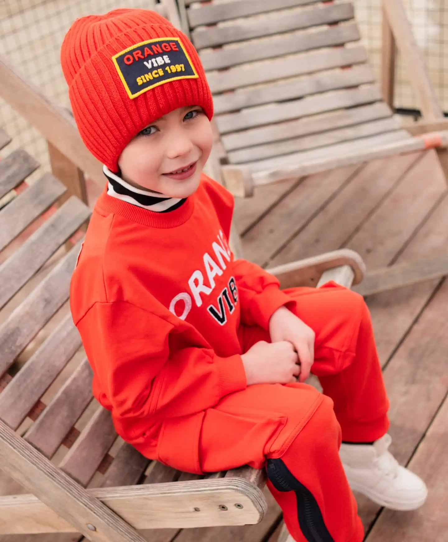 Hanorac din material fleece cu imprimeu și aplicații portocaliu pentru băieți Gulliver