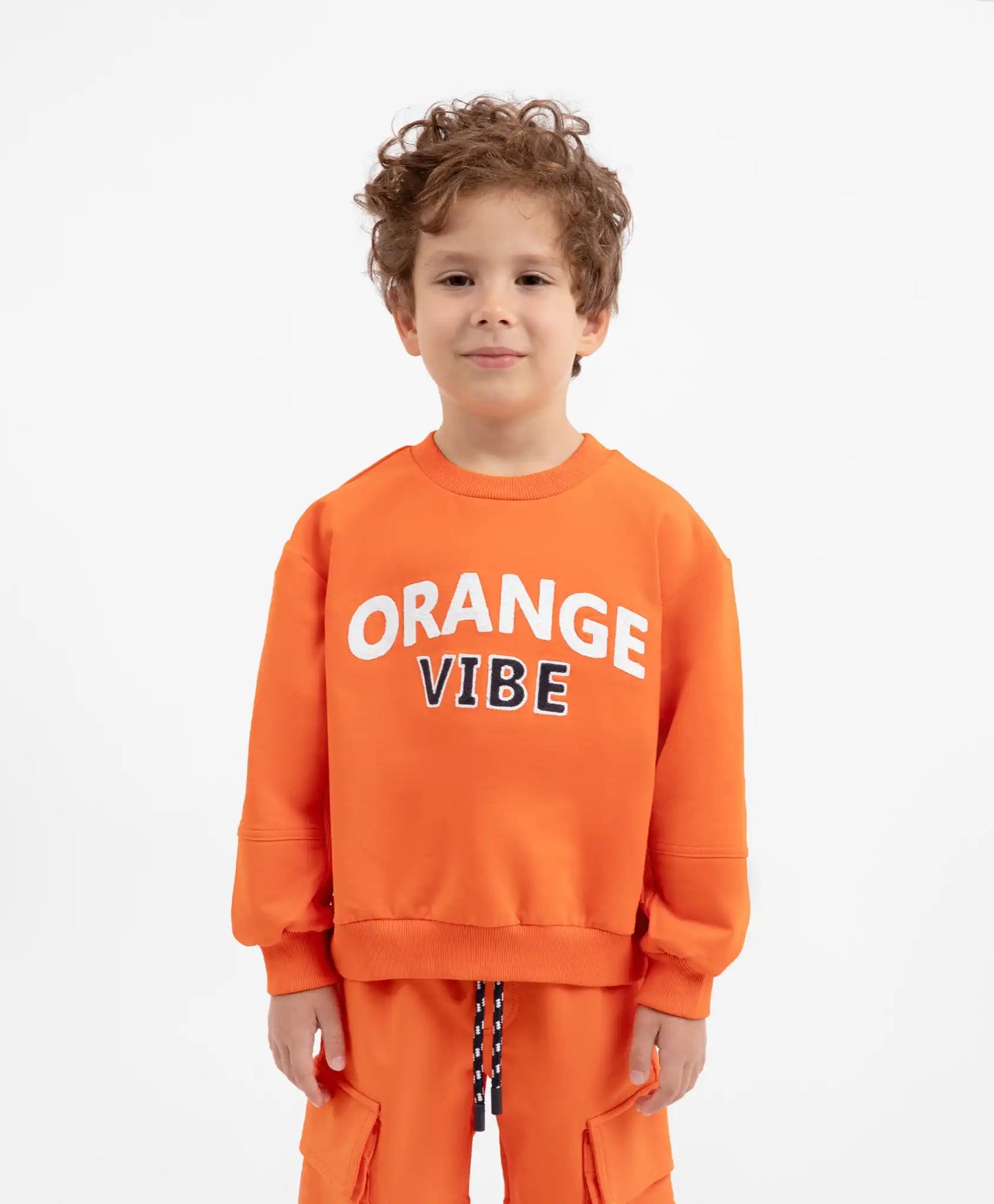 Hanorac din material fleece cu imprimeu și aplicații portocaliu pentru băieți Gulliver