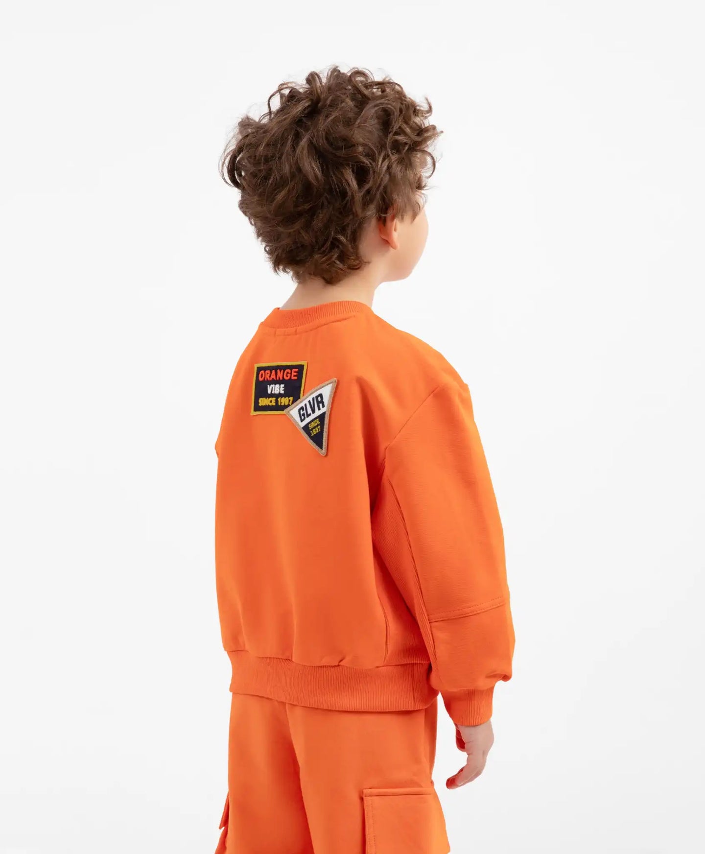 Hanorac din material fleece cu imprimeu și aplicații portocaliu pentru băieți Gulliver