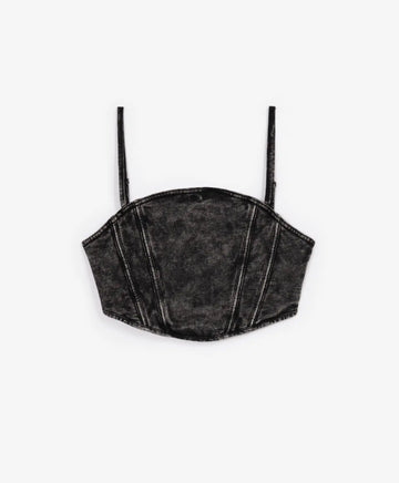 Top tricotat scurt cu efect de spălare gri pentru fete Gulliver