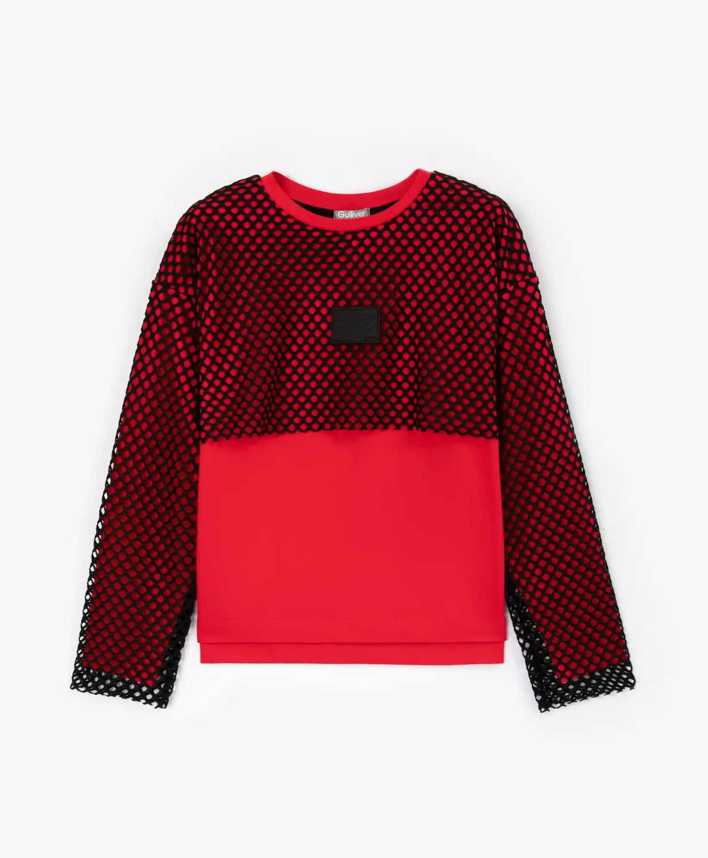 Longsleeve tricotat cu plasă roșu pentru fete Gulliver