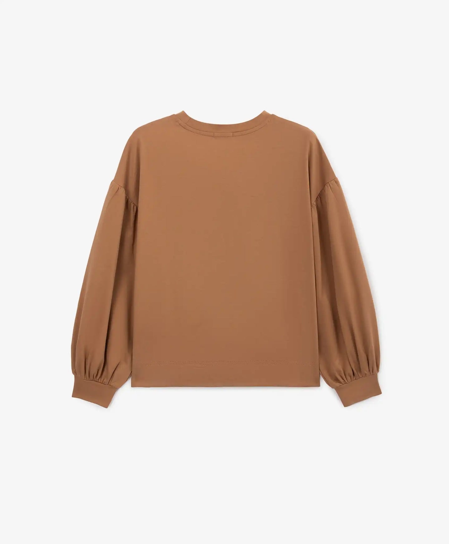 Longsleeve tricotat cu mâneci voluminoase și imprimeu maro pentru fete Gulliver