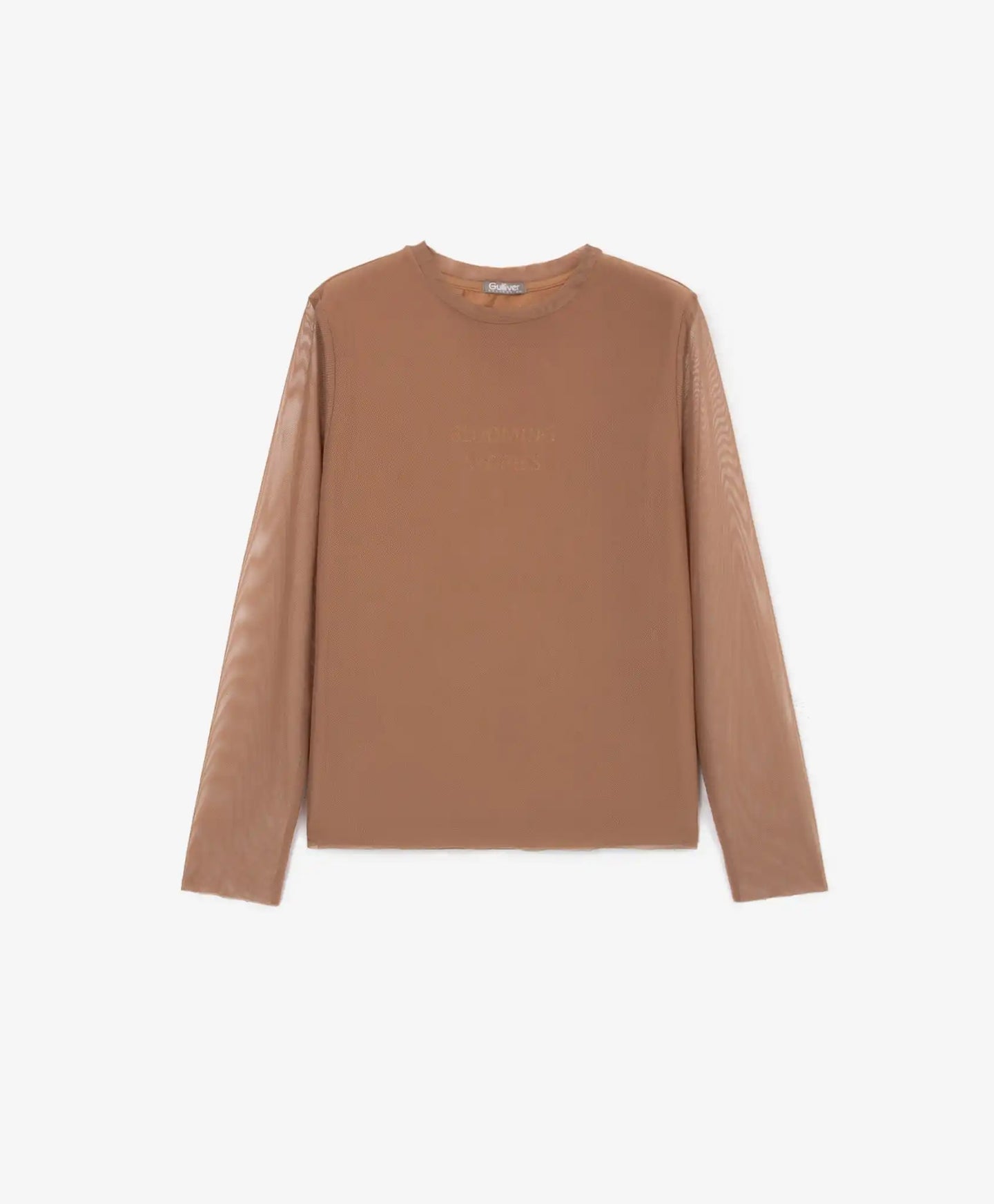 Longsleeve tricotat și din plasă combinat maro pentru fete Gulliver