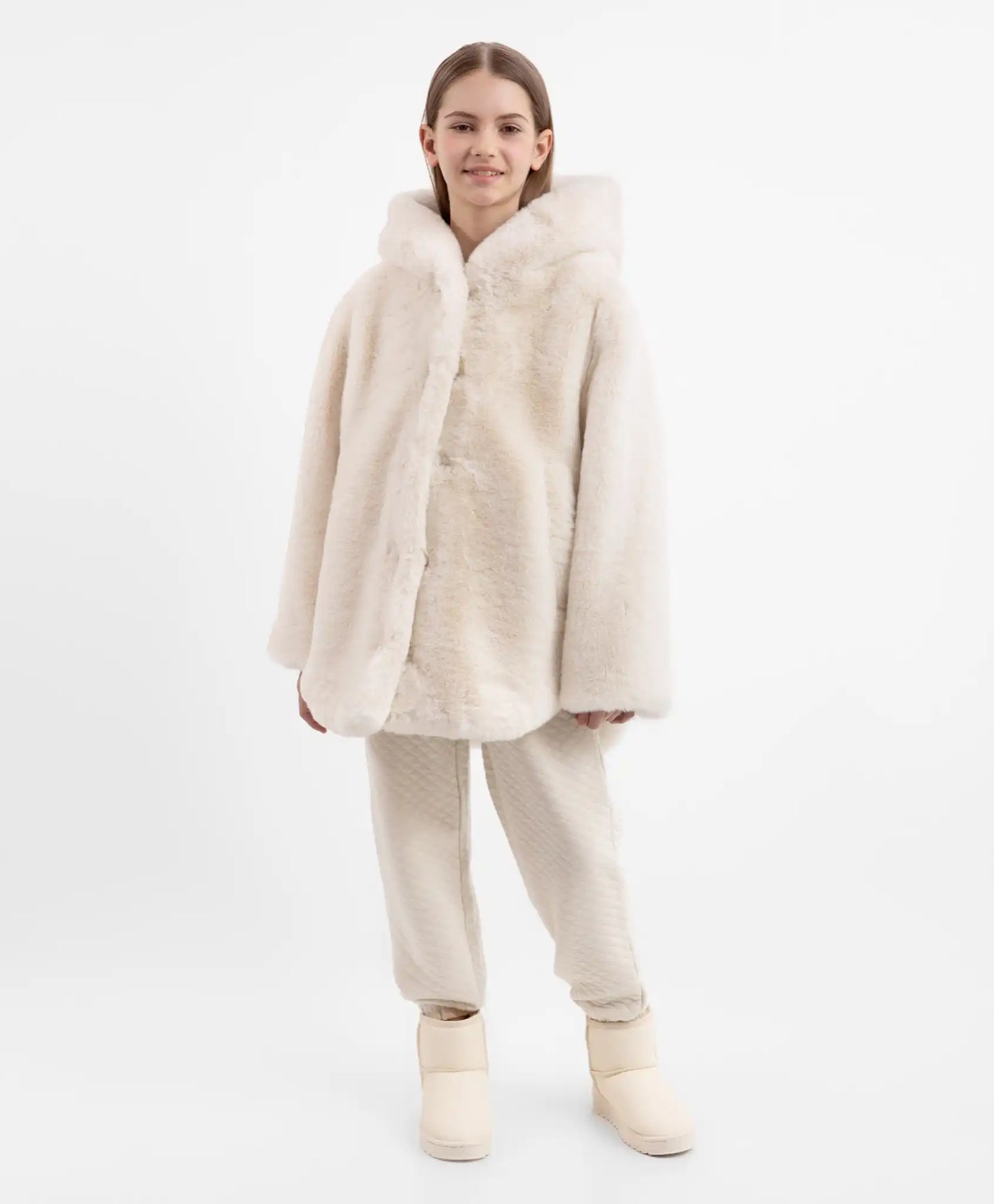 Geacă semilung din piele sintetică bej pentru fete, Gulliver