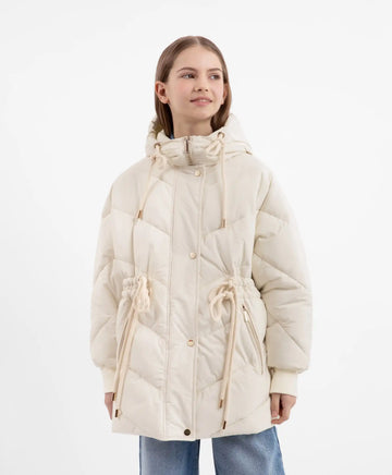 Geacă semilung, cape matlasată crem pentru fete, Gulliver