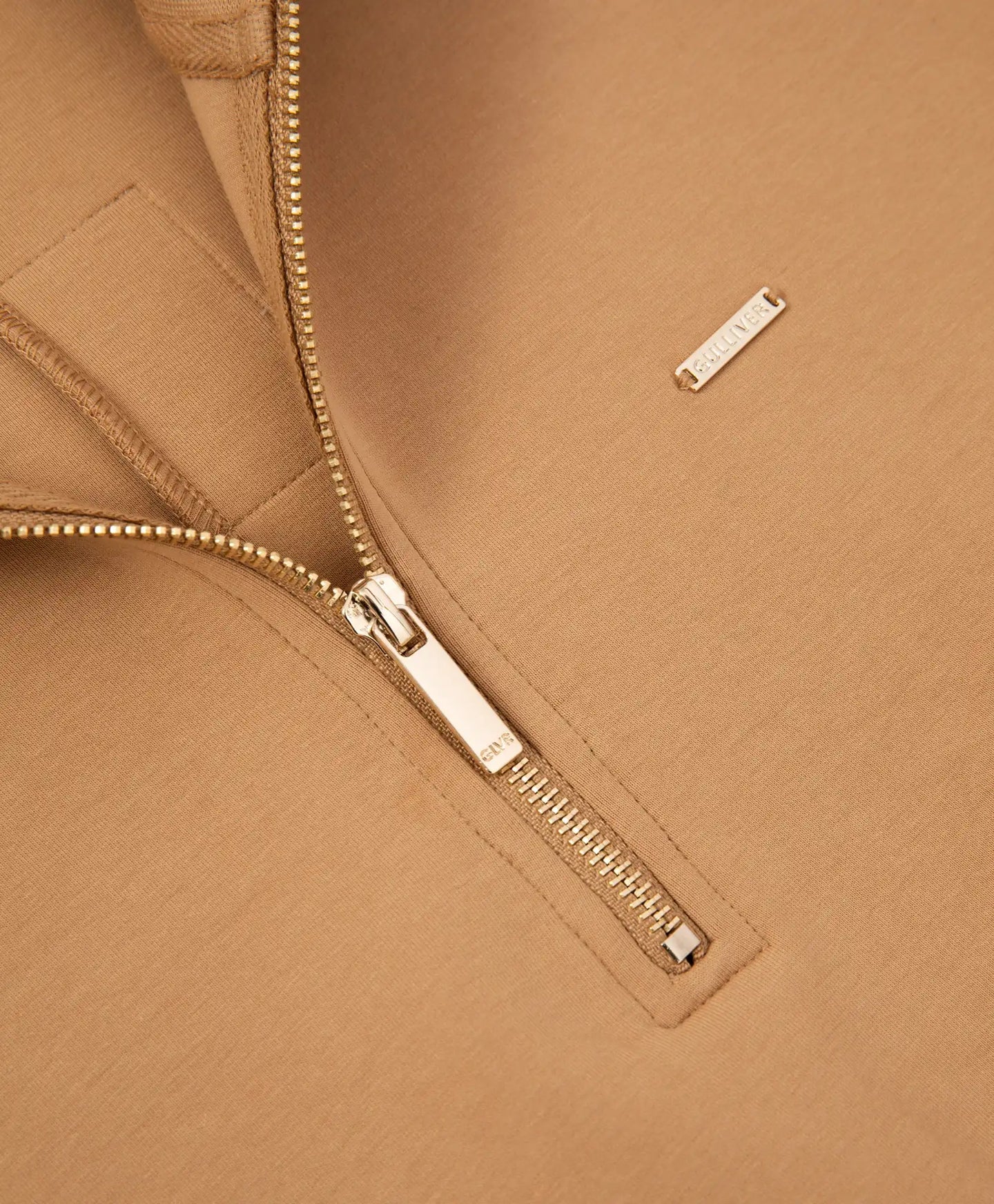 Rochie tricotată cu mâneci lungi și guler cu fermoar, maro, pentru fete de la Gulliver