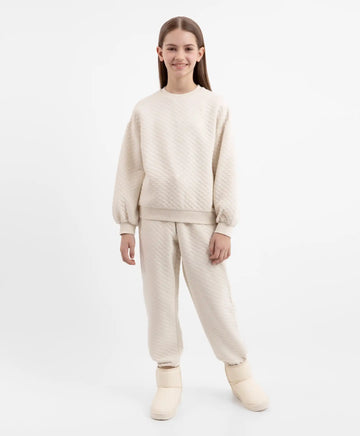 Joggeri tricot, crem, pentru fată, Gulliver