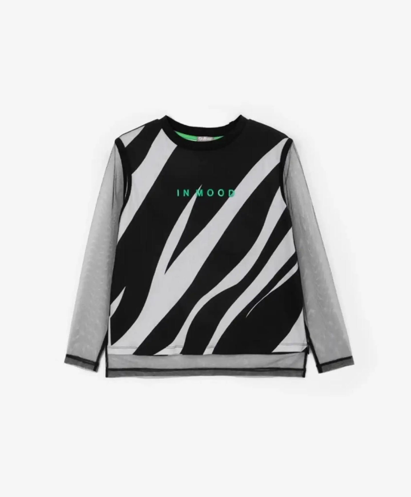 Bluza cu mâneci lungi din tricot și plasă, neagră, pentru fete Gulliver