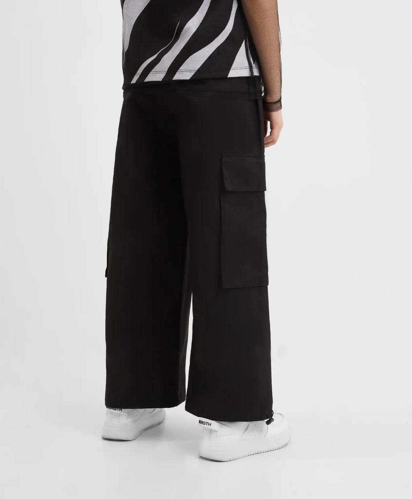 Pantaloni cargo, cu ajustare, negri, pentru fată, Gulliver