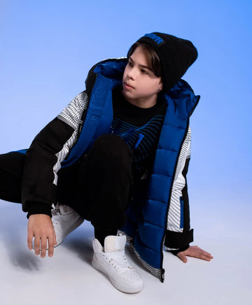 Longsleeve tricotat cu imprimeu albastru pentru băieți Gulliver