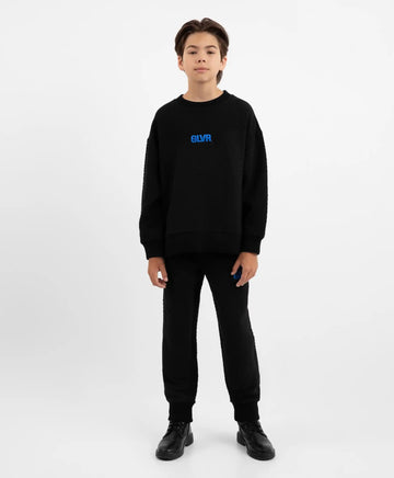 Joggeri tricot, cu imprimeu, negri, pentru băiat, Gulliver