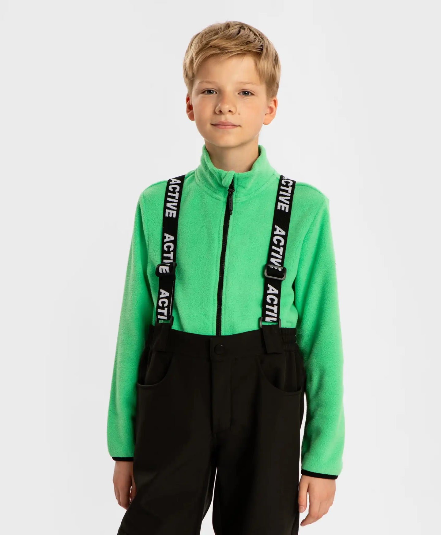 Coupe-vent moale din polar cu fermoar, verde, pentru copii, Button Blue