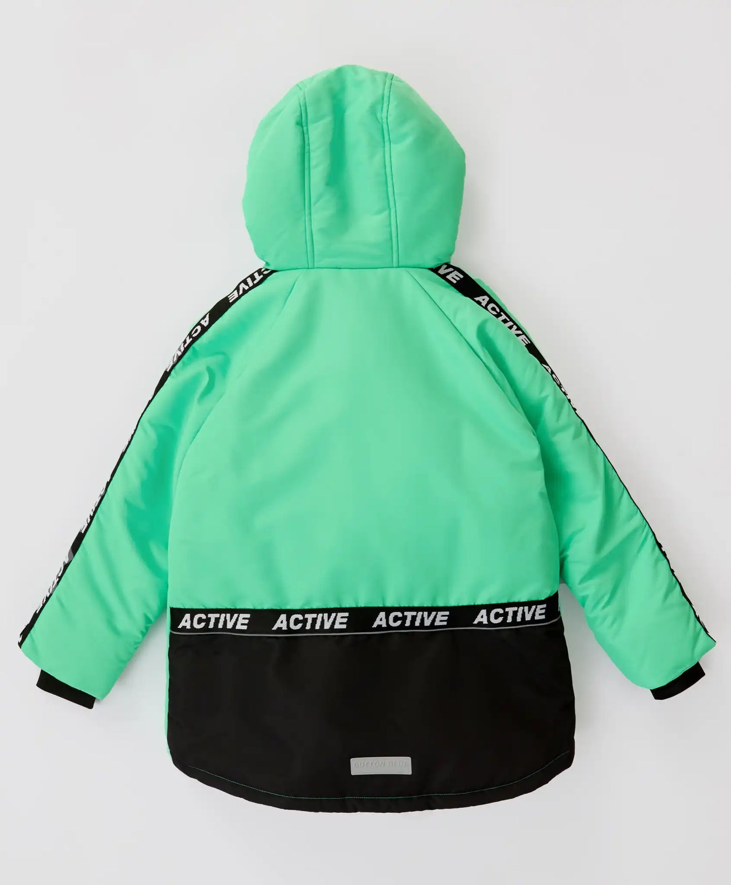 Geacă de sezon intermediar rezistentă la apă cu glugă și manșete mitene, verde, pentru băiat, Button Blue