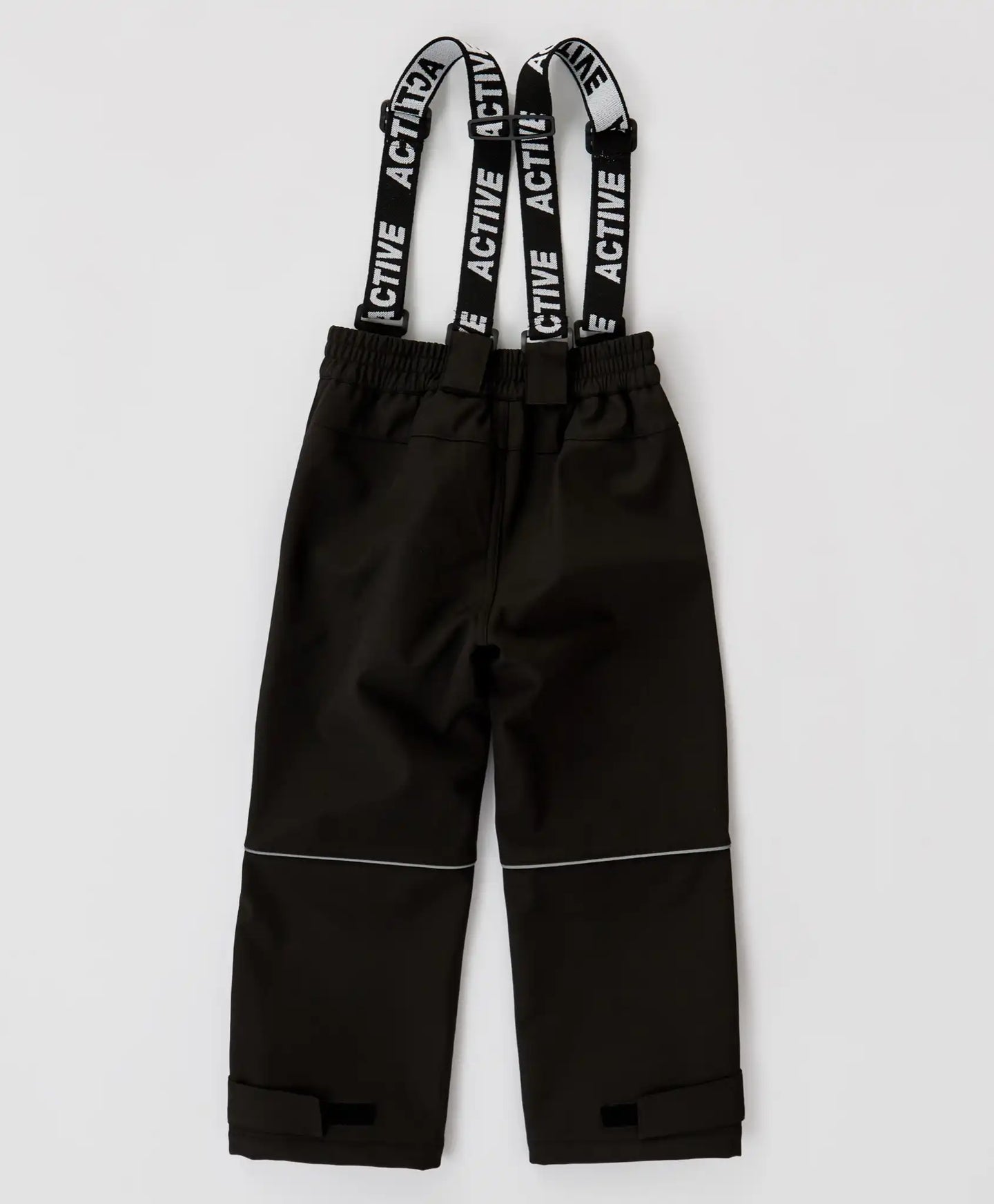 Pantaloni de sezon intermediar, softshell, cu bretele detașabile, negri, pentru copii, Button Blue