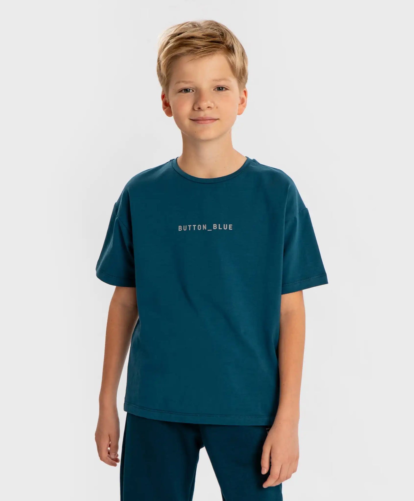 Tricou cu mânecă scurtă și imprimeu, albastru, pentru copii, Button Blue