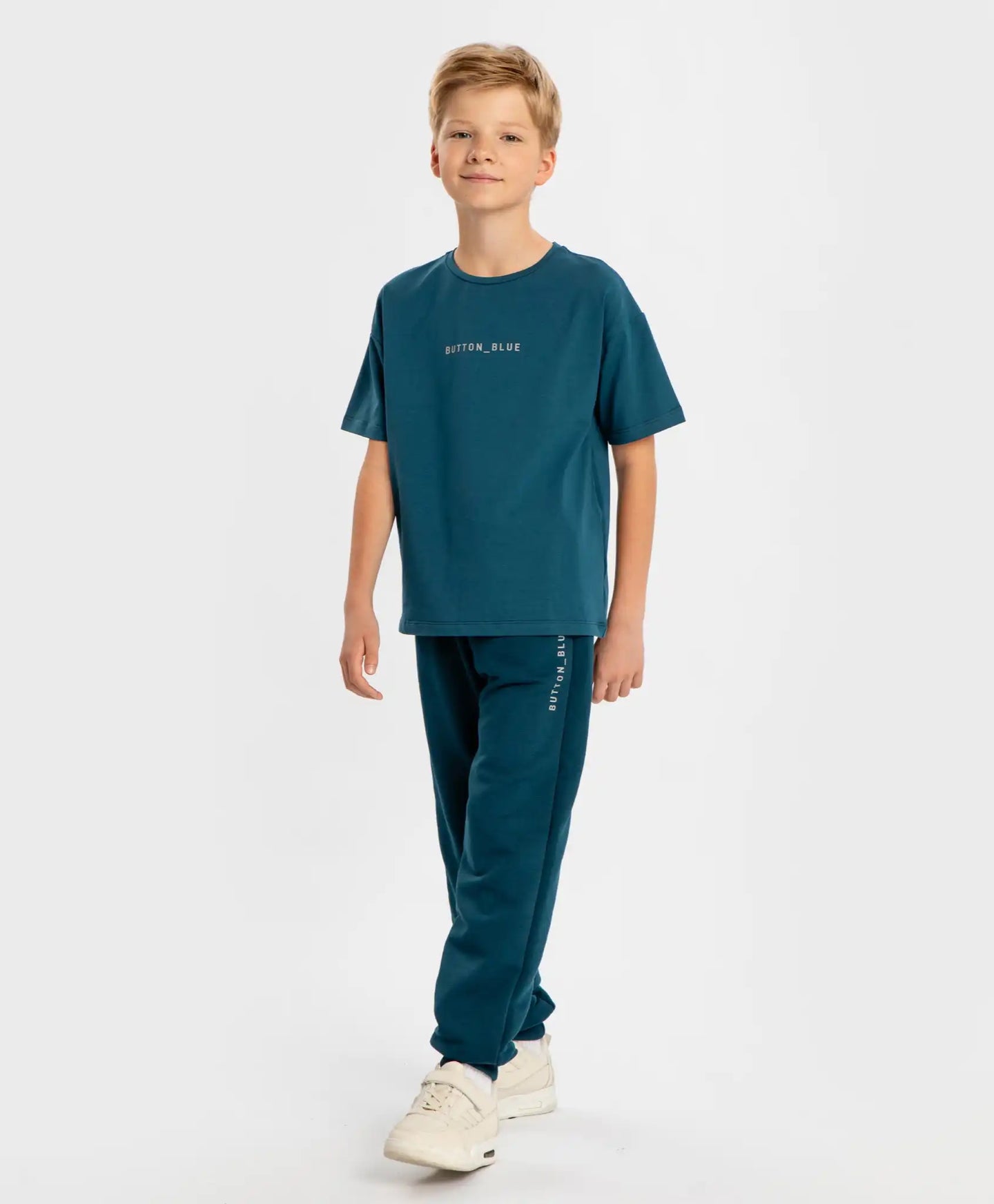 Tricou cu mânecă scurtă și imprimeu, albastru, pentru copii, Button Blue