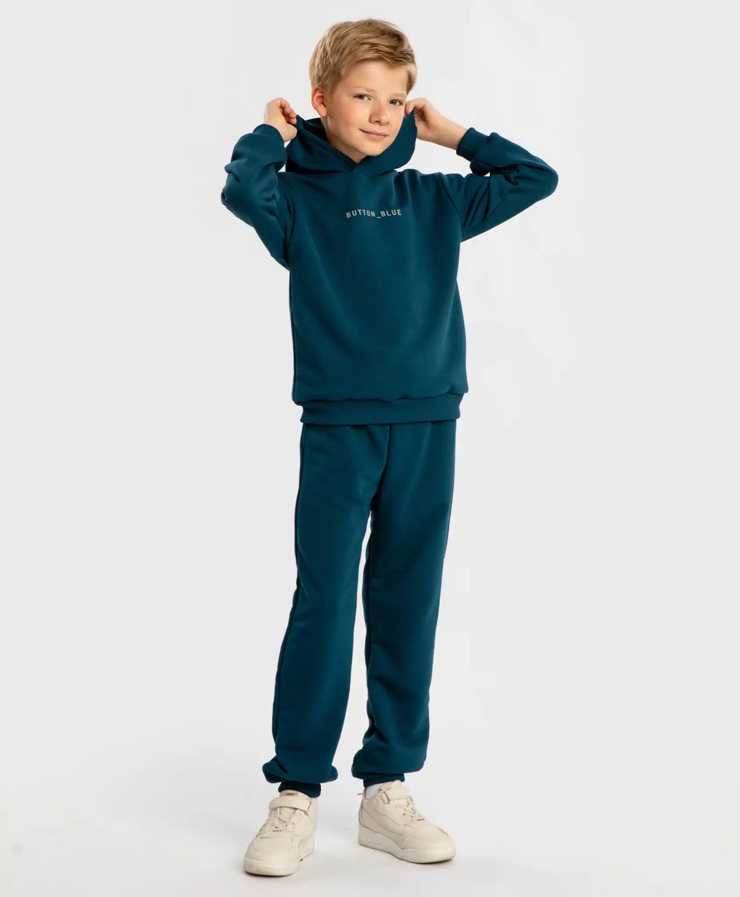 Hanorac cu glugă și imprimeu albastru pentru copii Button Blue