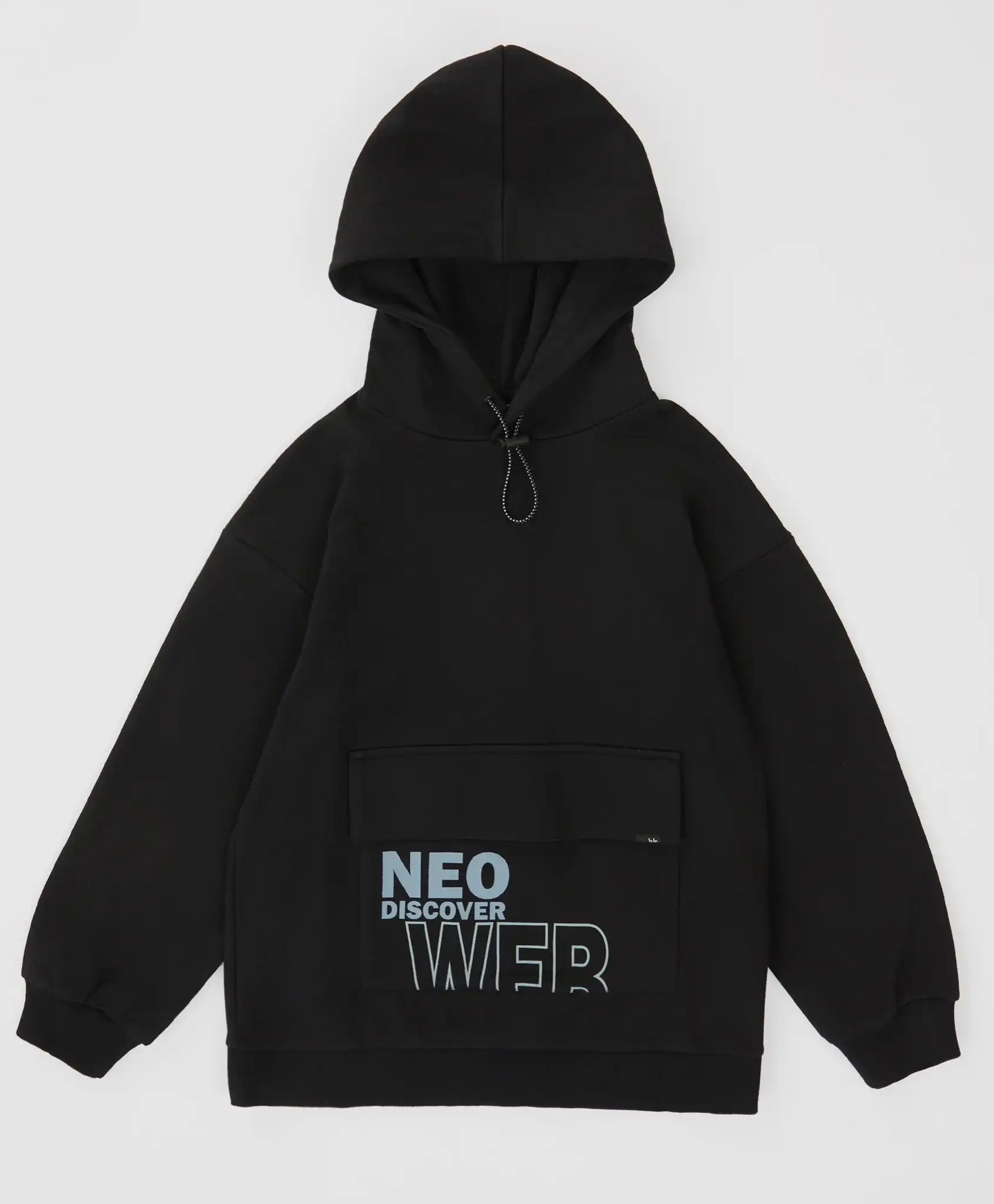 Hoodie cu buzunar mare și glugă negru pentru băieți Button Blue