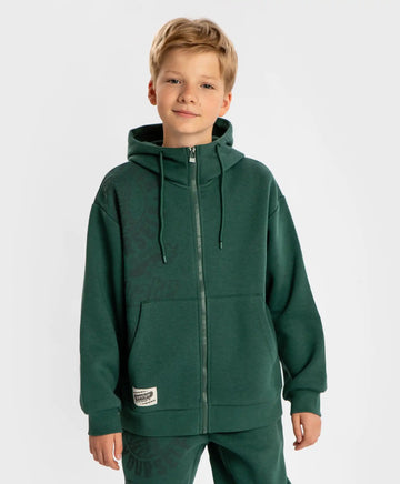 Hoodie căptușit cu fermoar, glugă și imprimeu verde pentru băieți Button Blue