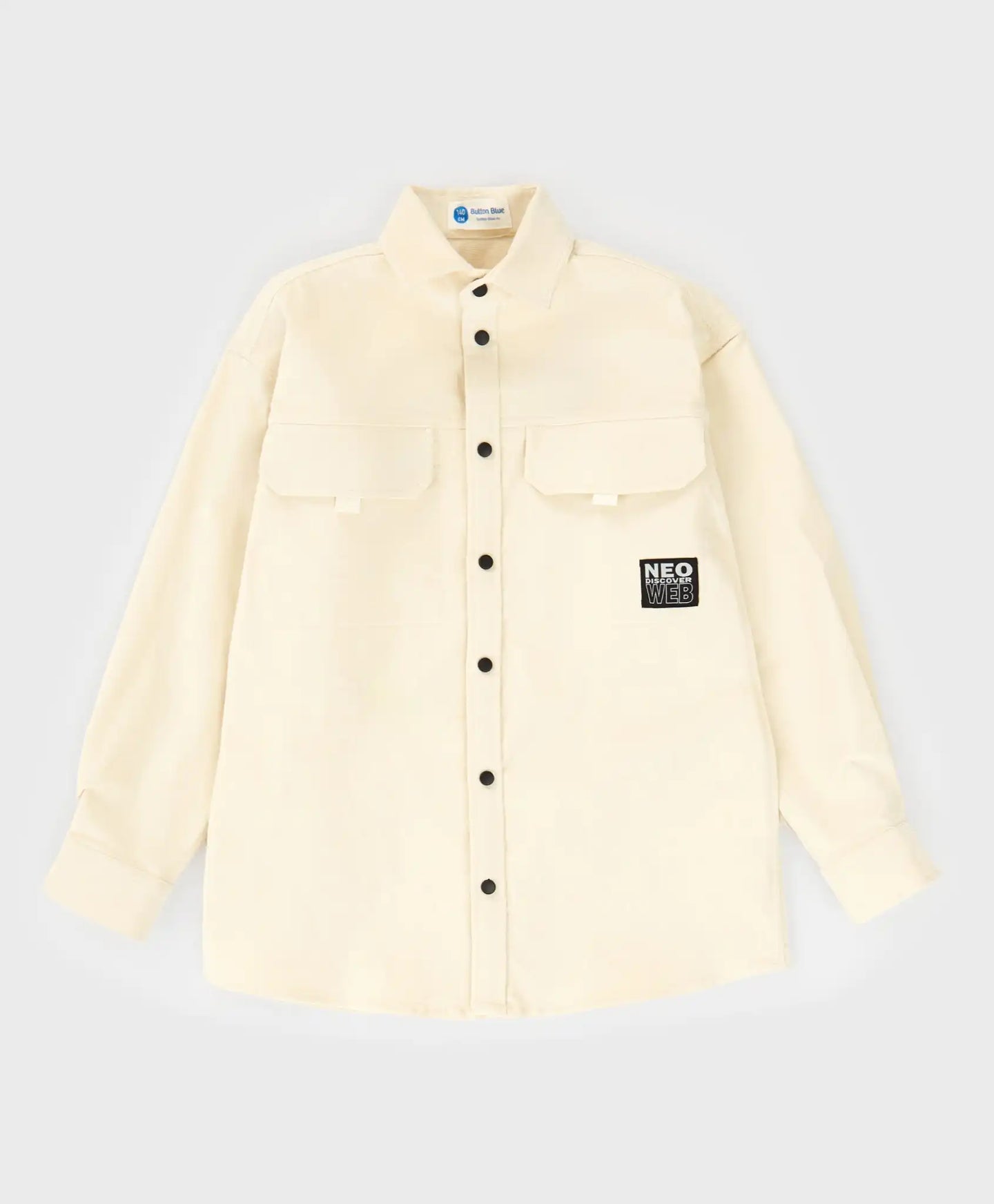 Cămașă cu mâneci lungi din velur cu nasturi pentru copii Button Blue