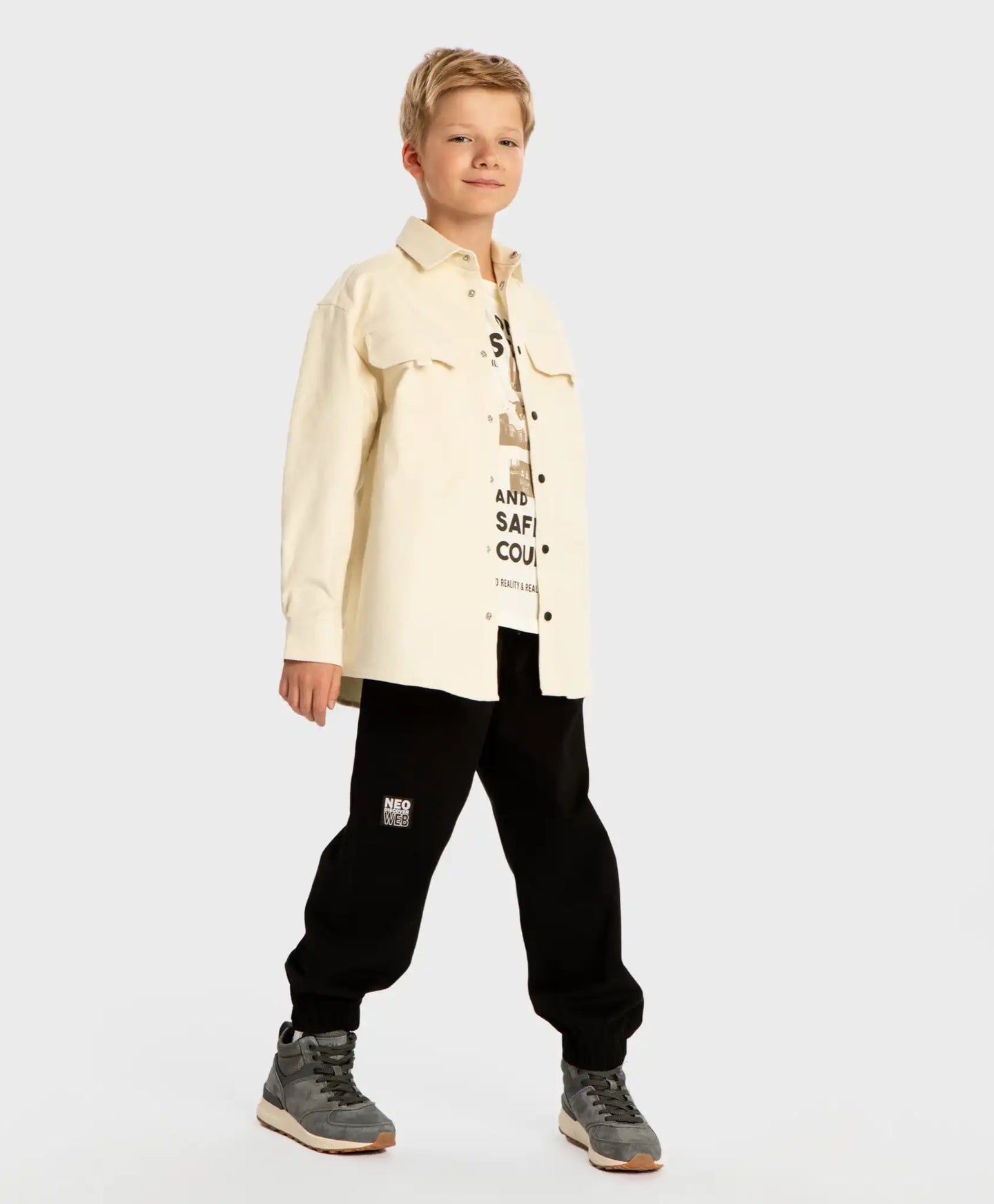 Cămașă cu mâneci lungi din velur cu nasturi pentru copii Button Blue