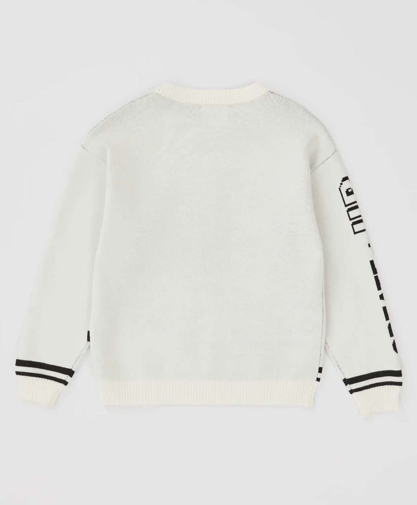 Pulover cu imprimeu jacquard pe tematică digitală, crem, pentru băiat, Button Blue