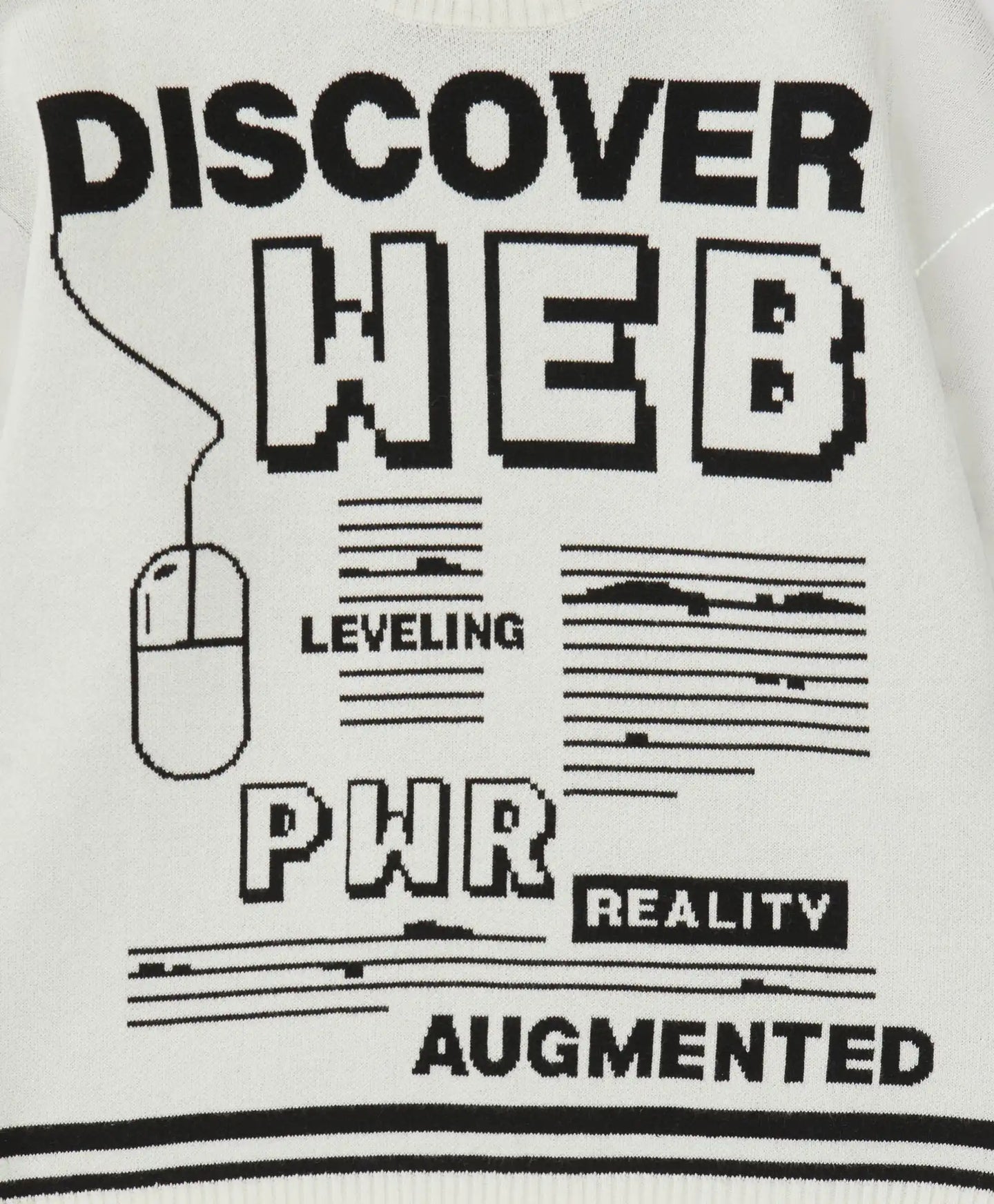 Pulover cu imprimeu jacquard pe tematică digitală, crem, pentru băiat, Button Blue