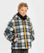 Geacă de sezon intermediar cu model în carouri, rezistentă la apă, cu glugă și multicoloră pentru băiat, Button Blue