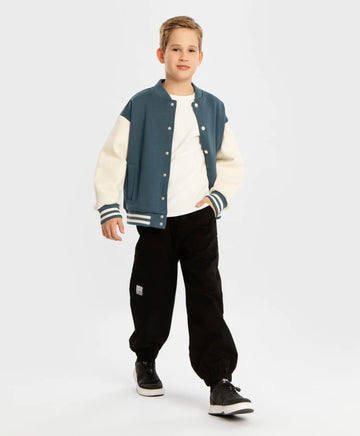 Pantaloni jogger, cu trei buzunare și talie elastică, negri, pentru băiat, Button Blue