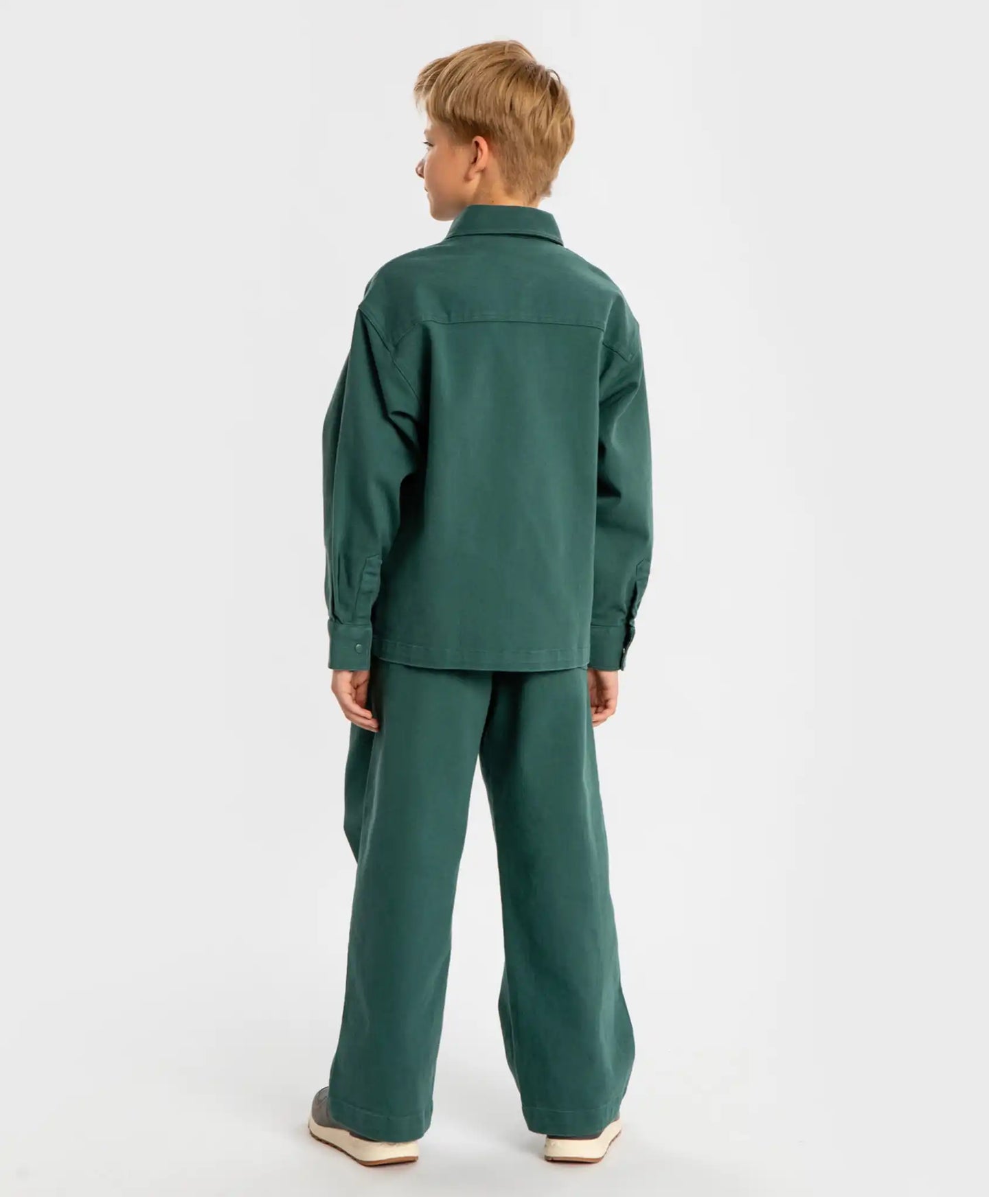 Pantaloni drepți, straight fit, cu talie elastică, verzi, pentru copii, Button Blue