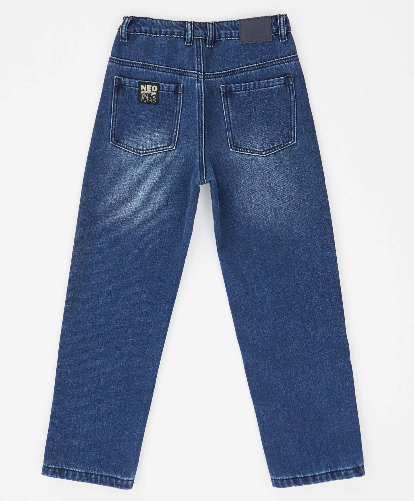 Blugi căptușiți, drepți, regular fit, cu efect de uzură, albaștri, pentru copii, Button Blue