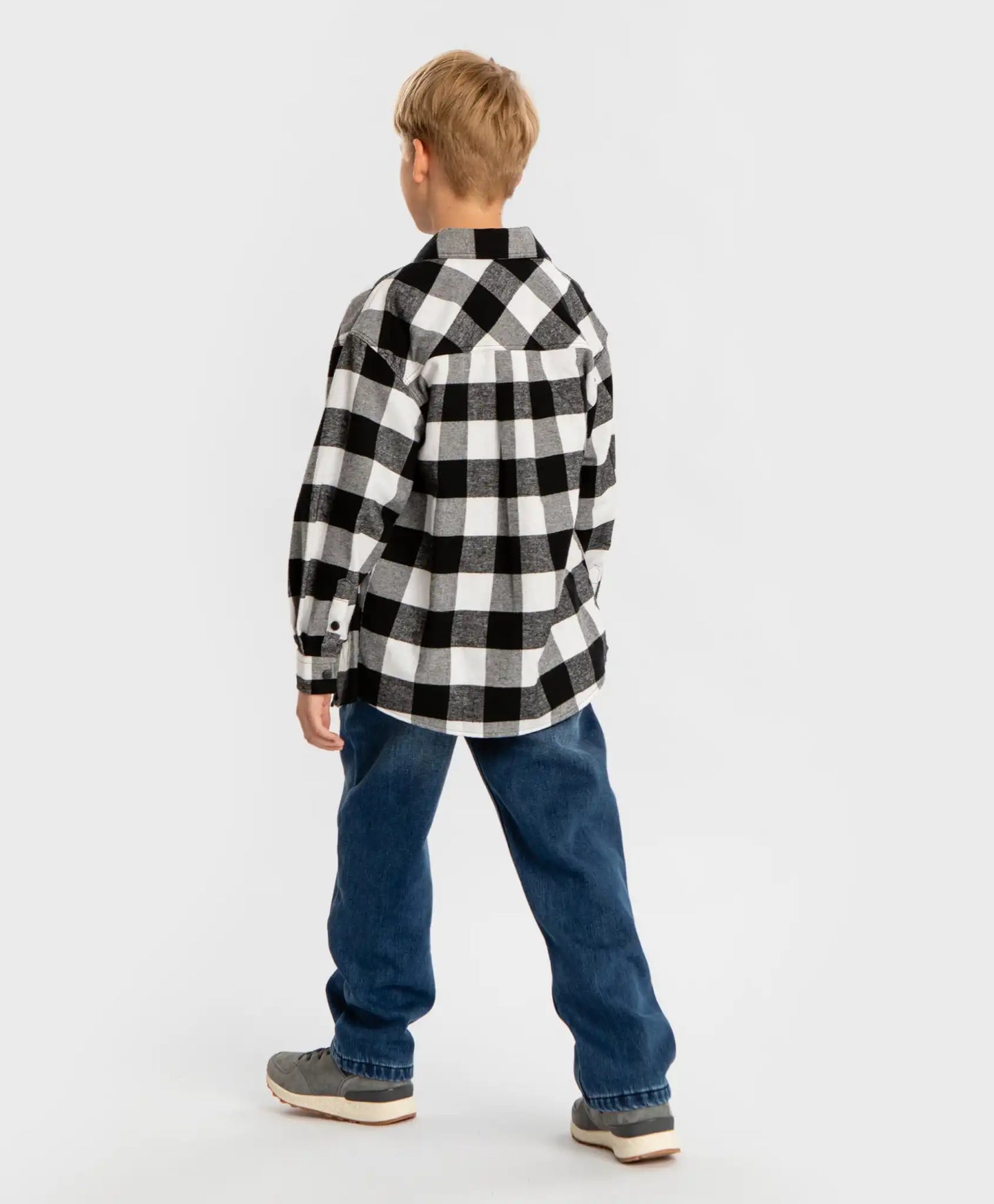 Blugi căptușiți, drepți, regular fit, cu efect de uzură, albaștri, pentru copii, Button Blue