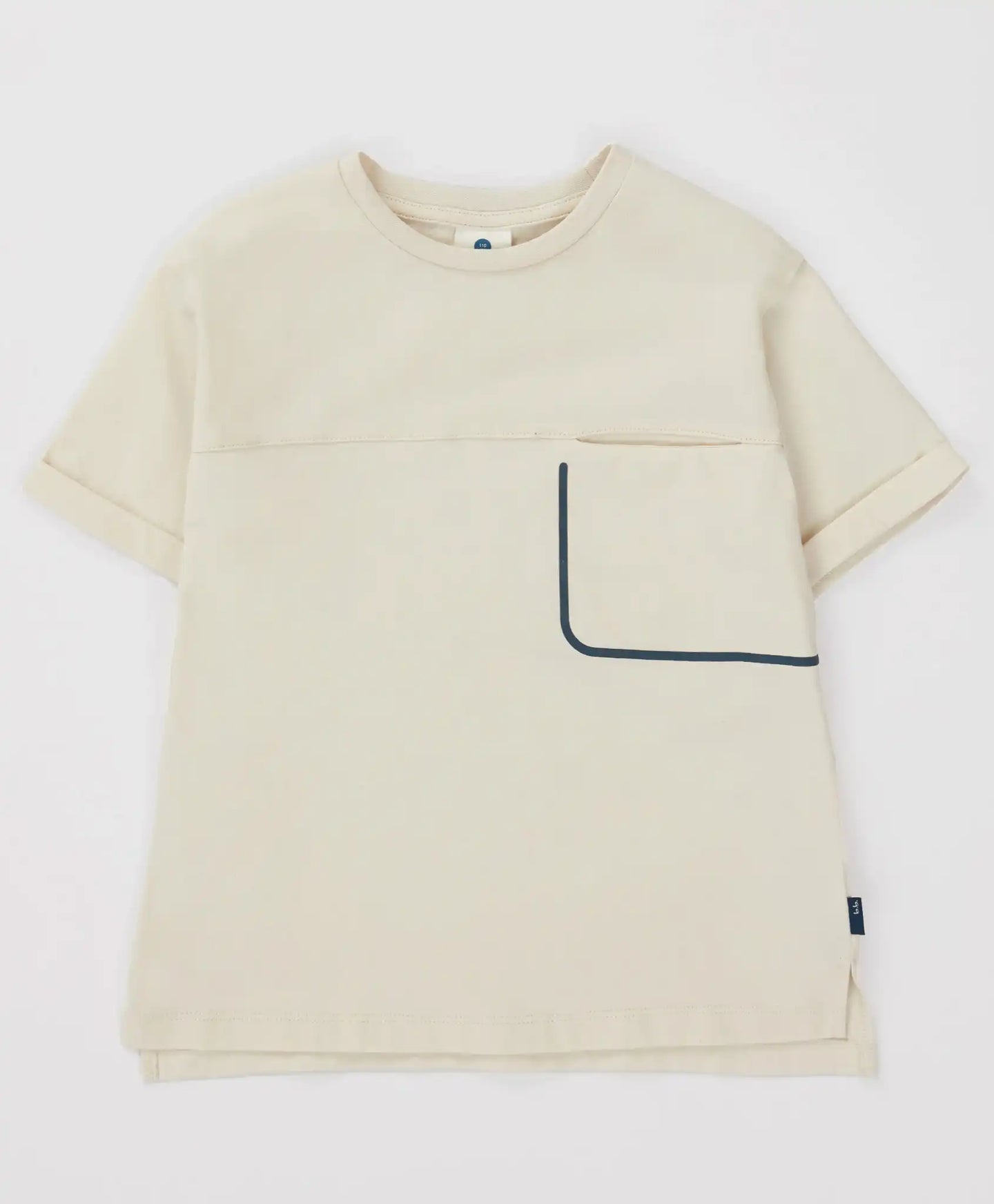 Tricou cu mâneci scurte și buzunar crem pentru băieți Button Blue