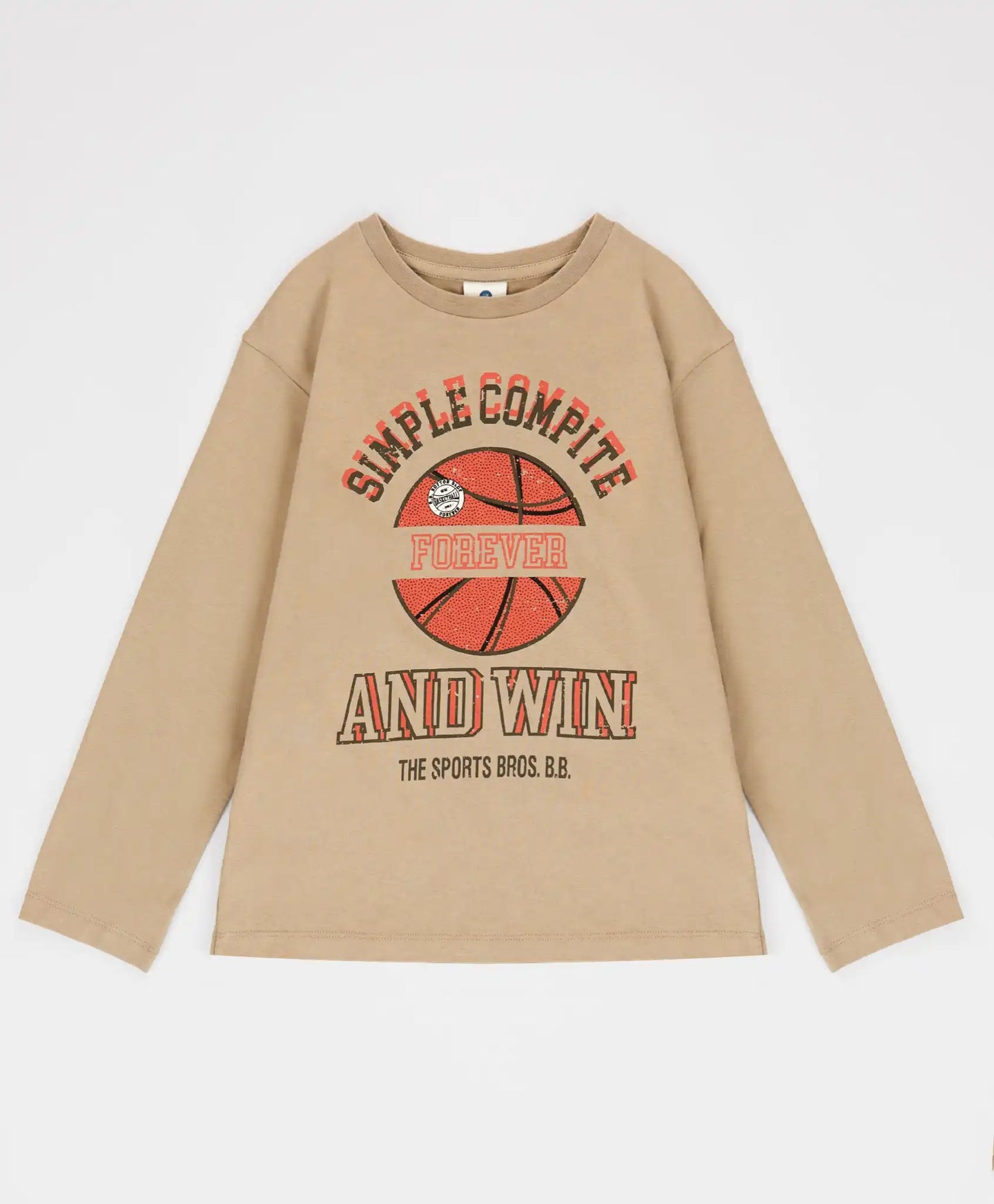 Longsleeve cu imprimeu de baschet bej pentru băieți Button Blue