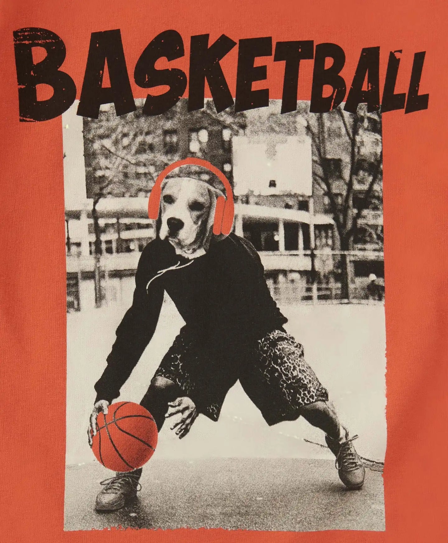 Tricou cu mâneci scurte și imprimeu de baschet portocaliu pentru băieți Button Blue