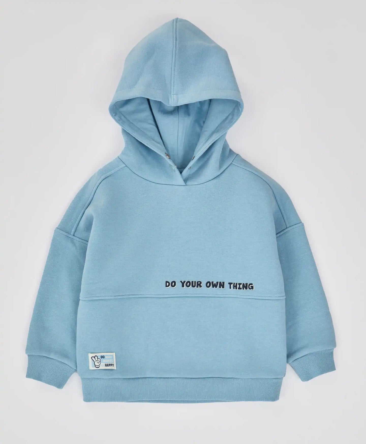 Hoodie căptușit cu glugă și imprimeu albastru deschis pentru băieți Button Blue