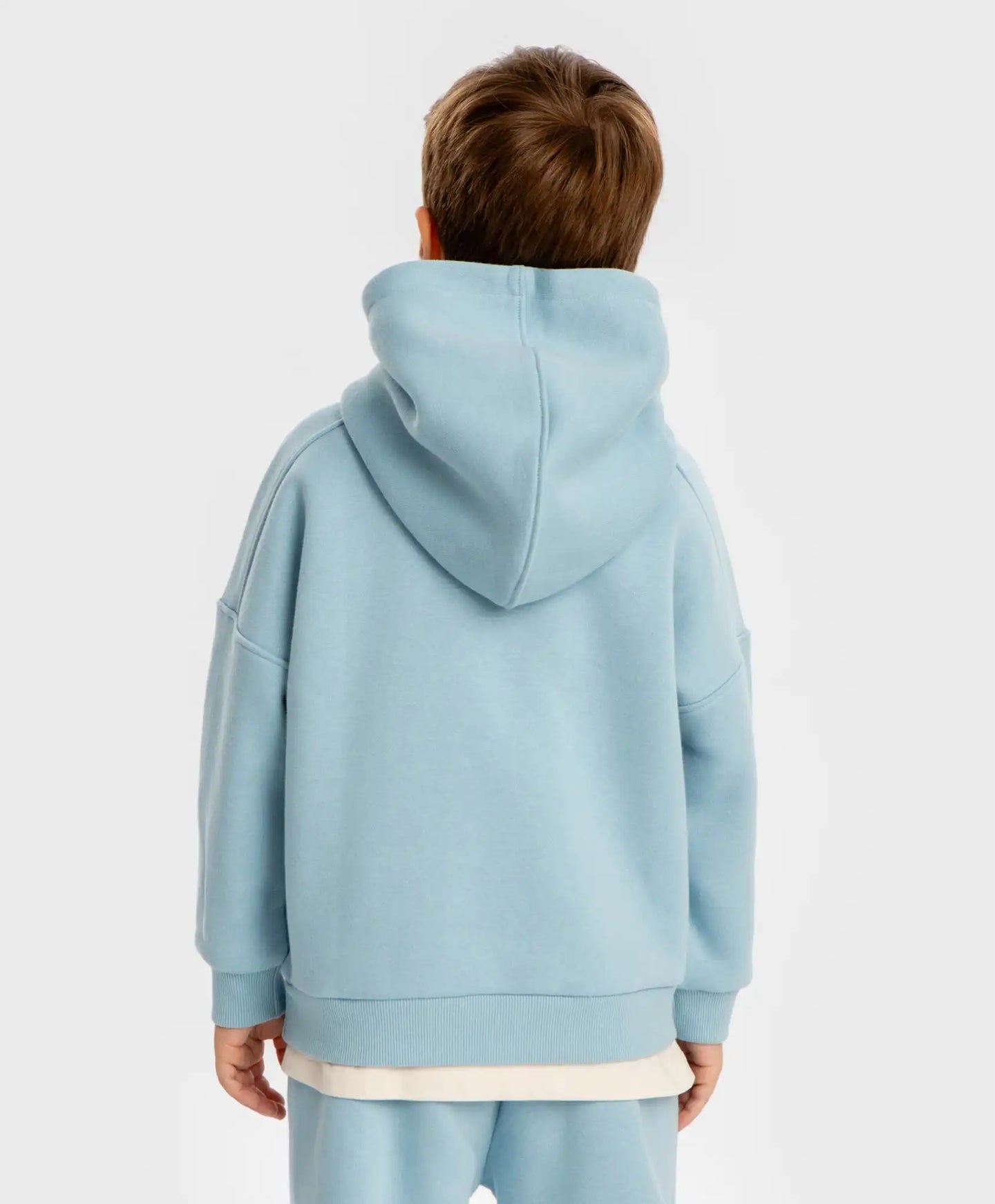 Hoodie căptușit cu glugă și imprimeu albastru deschis pentru băieți Button Blue