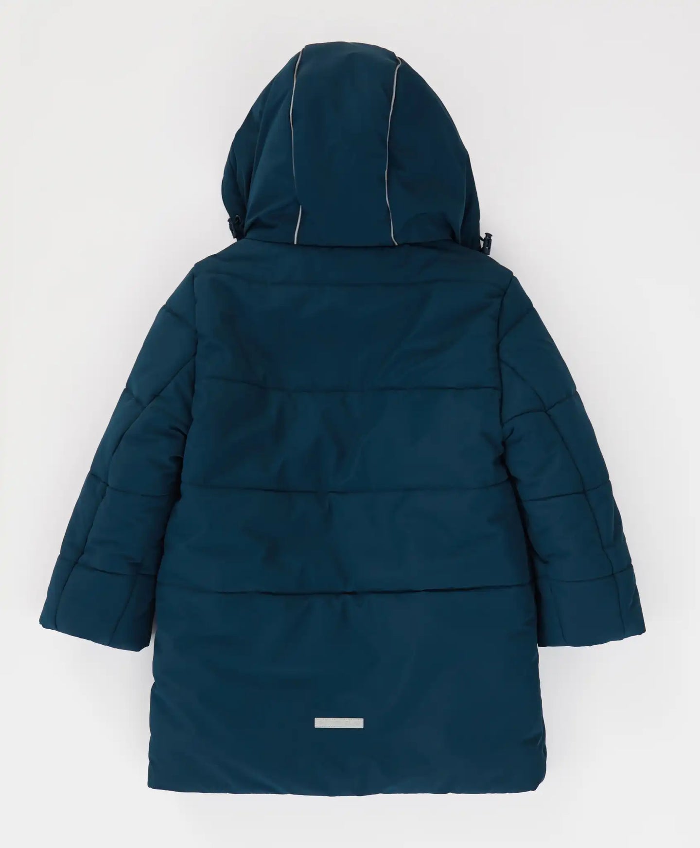 Palton semilung de sezon intermediar cu glugă și manșete albastre pentru băiat, Button Blue