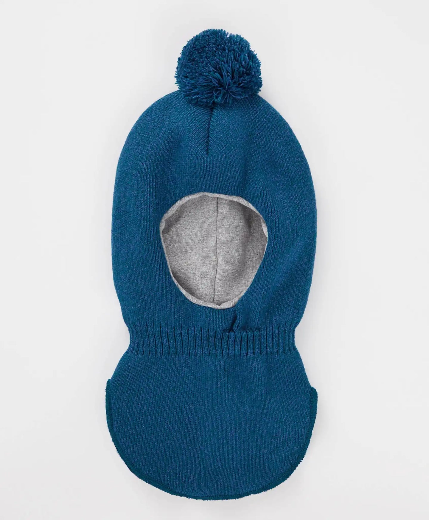 Balaclava căptușită cu pompon albastră pentru copii Button Blue