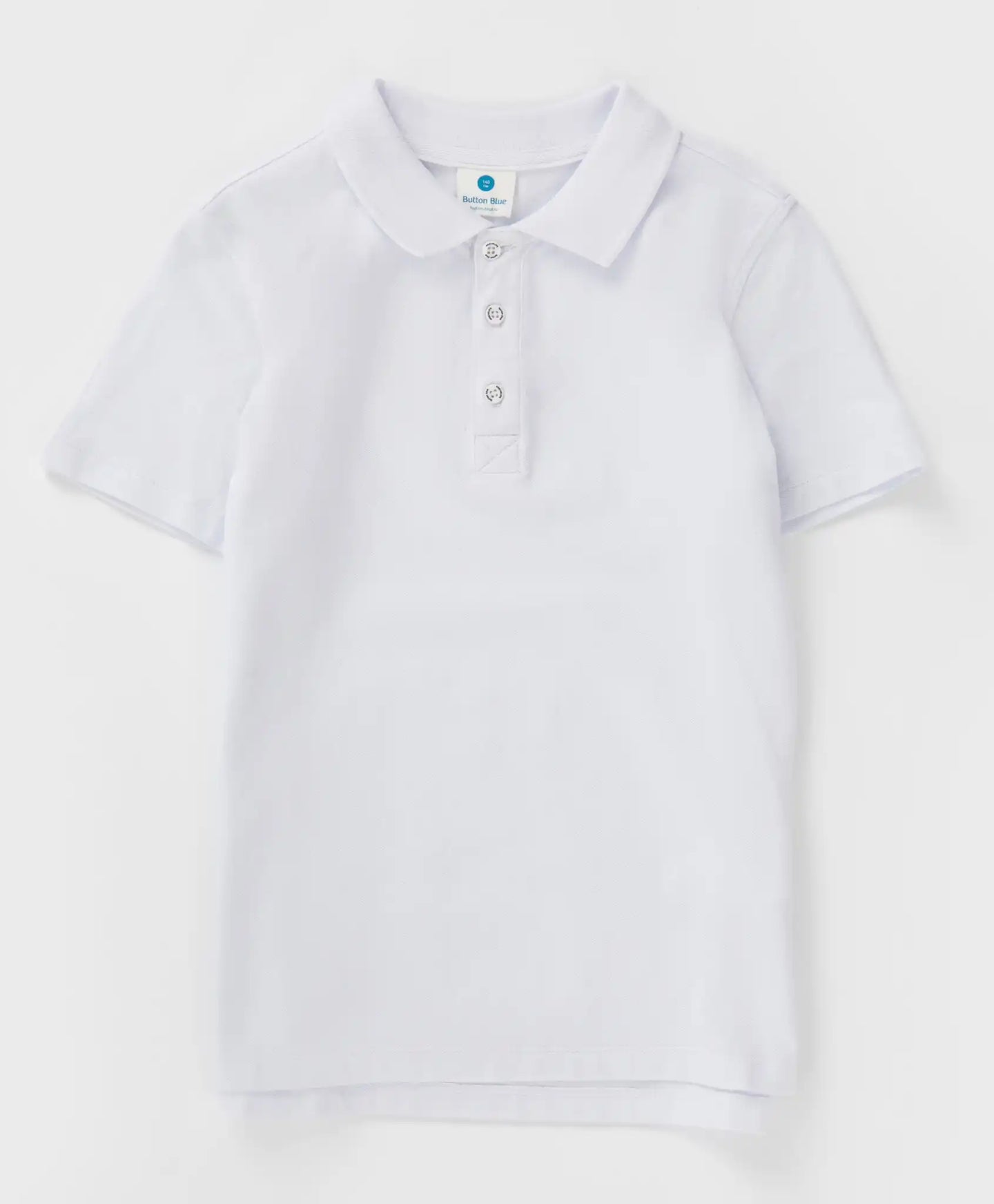 Polo din pique, alb, Button Blue