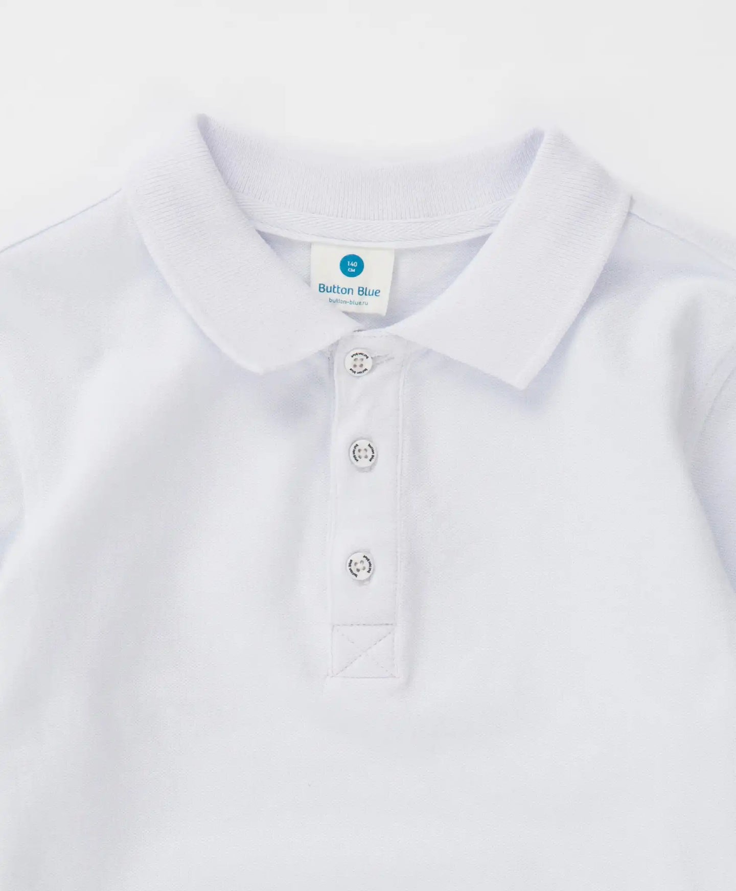 Polo din pique, alb, Button Blue