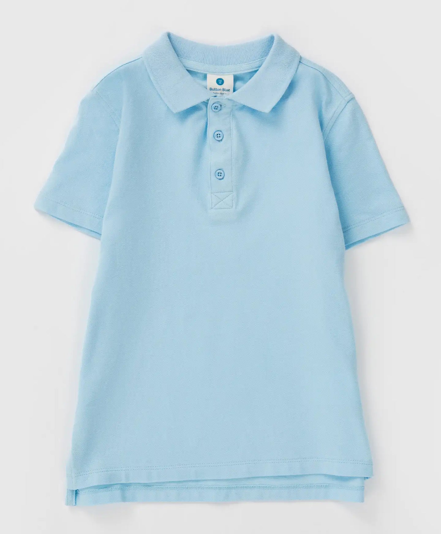 Polo din pique, cu guler, albastru, Button Blue
