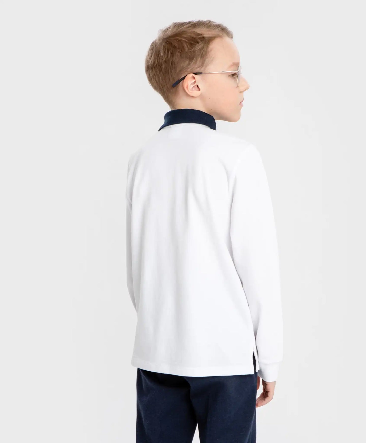 Polo cu guler și fermoar, alb, Button Blue